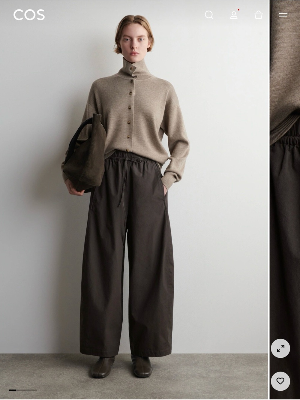COS ELASTICATED BARREL-LEG PANTS